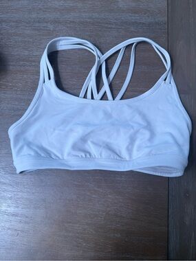 Athleta White Strappy Cross-Back Light Support Sports Bra